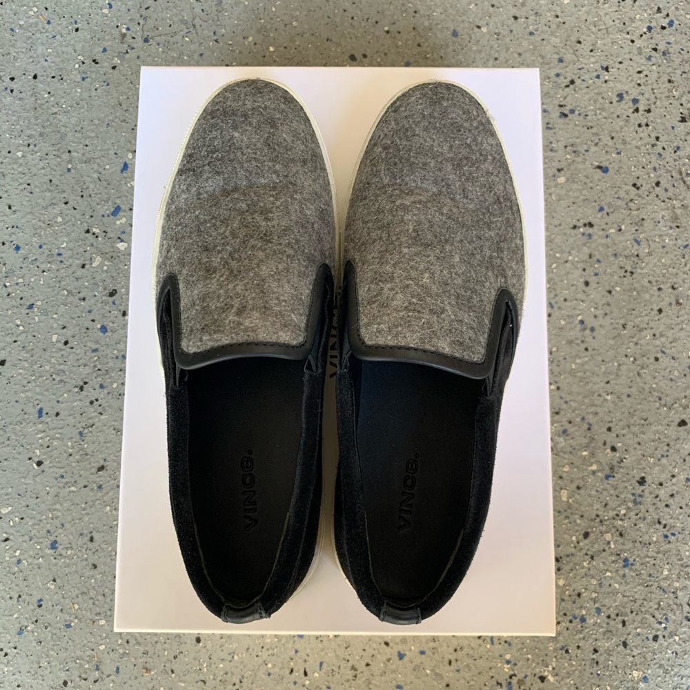 Vince Banler Grey Felt Slip On Sneakers